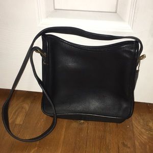 Vintage Black leather Coach Crossover Bag